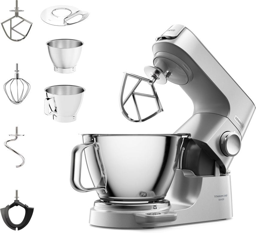 Kenwood Titanium Chef Baker KVL85.424SI Robot de cocina con balance intégrée – Kit pâtisserie 4 piezas, bols 7 L y 5 L, velocidad variable, 1200 W