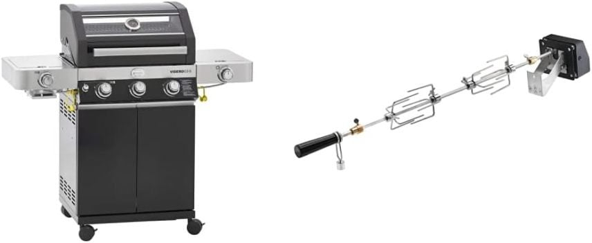 RÖSLE BBQ-portátil Videro E2-P barbacoa eléctrico de mesa – 2 brûleurs, grille de maintien au chaud, tapa con insert vitré, acier