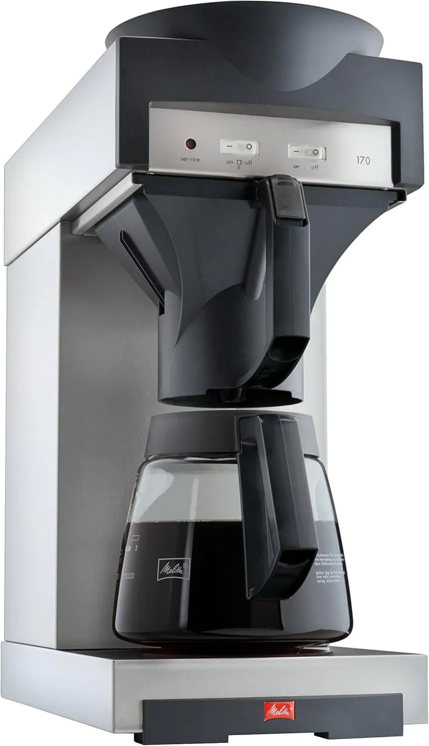 Mecamata 20348 cafyera filtre con verseuse en verre – acero inoxidable/negro