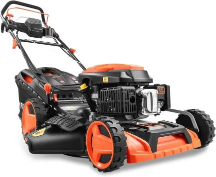 FUXTEC Cortacésped thermique 4-en-1 FX-RM5196eSPRO – Démarrage eléctrico, traction regulable, pare-chocs avant, cope 51 cm