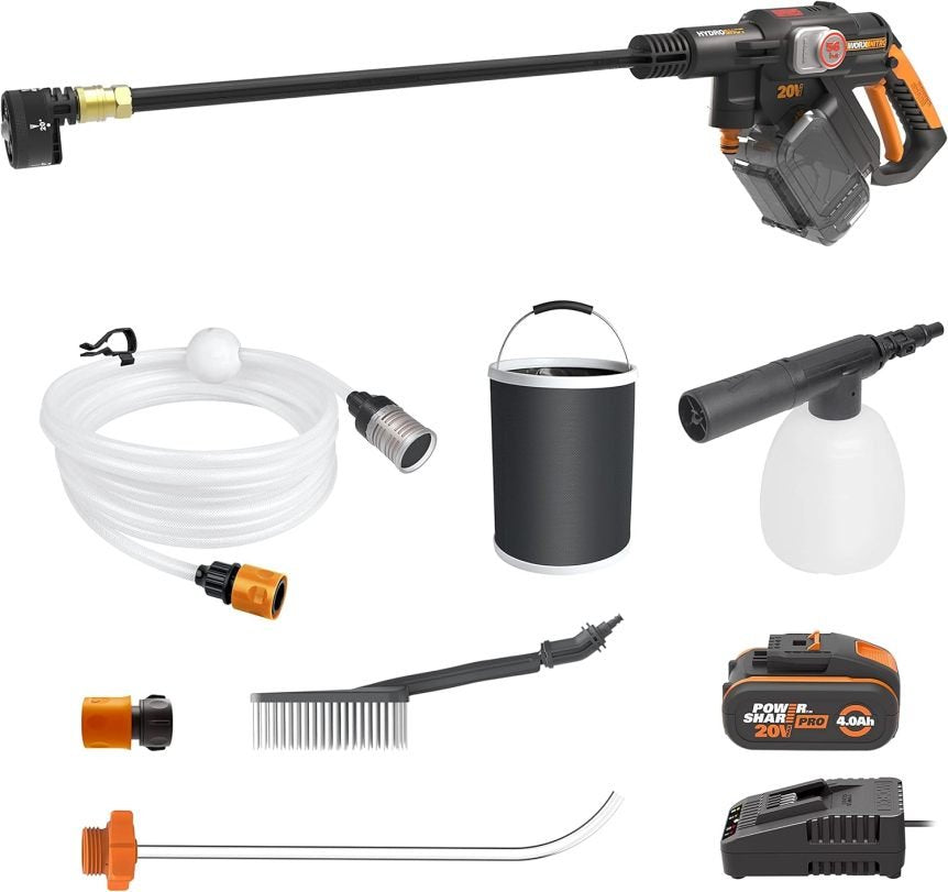 WORX Nitro Hydroshot WG633E.1 limpiador haute pression inalámbrico 18 V/20 V MAX – Jusqu’à 56 bar, 220 L/h, accessoires, batería 4,0 Ah y cargador