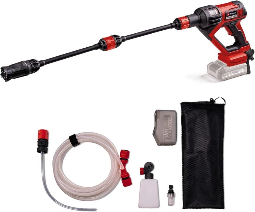 Einhell HYPRESSO 18/24-1 Pistoly limpiador haute pression inalámbrico Power X-Change – 18 V, 24 bar, 240 L/h, accessoires incluido, sin batería ni