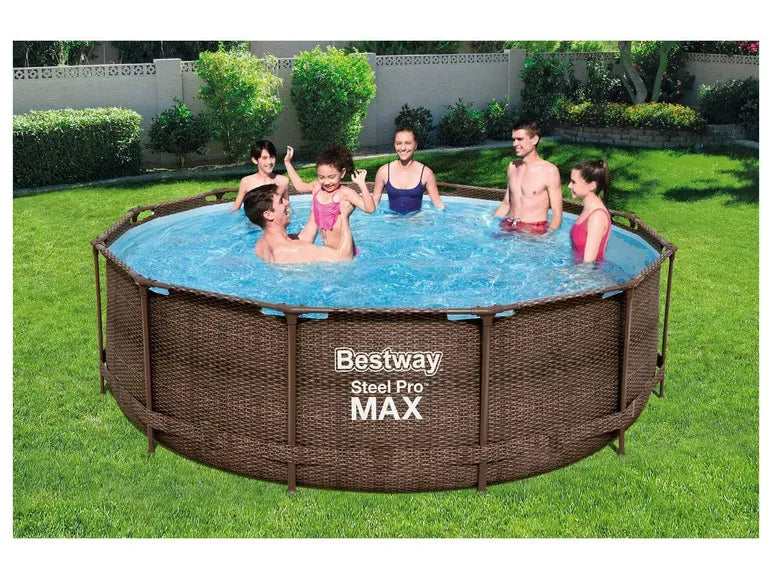 Steel Pro Max™ DELUXE SERIES™ Kit piscina tubulaire con pompe filtrante y escalera