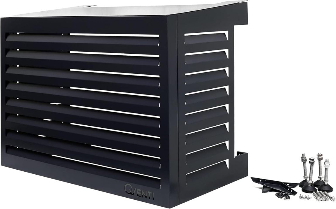 Qventi Cache climatisation exterior aluminio – Anthracite/gris, grille de protection, montage facile, taille S, 100 × 50 × 75 cm