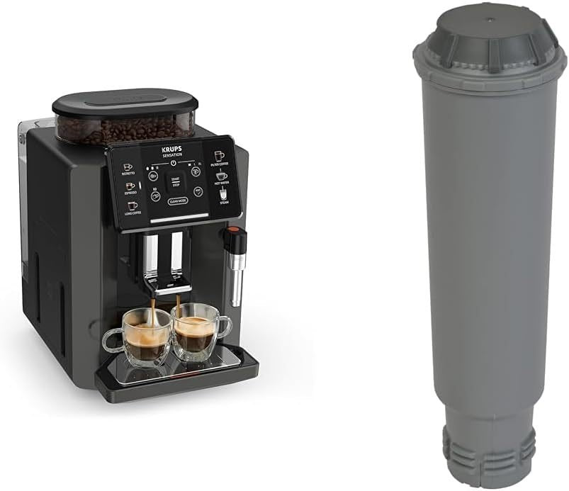 Krups Sensation EA910810 cafyera automático – Buse mosse de lait, 5 boissons, fonction café filtre, 2 tasses, negro