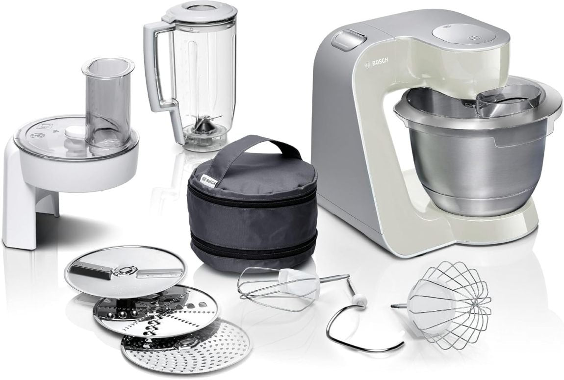 Bosch Série 4 MUM58720 Robot de cocina – Bol acero inoxidable 3,9 L, batidora de vaso 1,25 L, movement planétaire, crochy, foy, râpe 3 disques, 1000 W, rojo