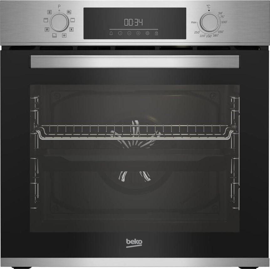 Beko BBSM12340X Ensemble horno encastrable + placa induction – 4 zones, horno 72 L à 8 modes, sécurité niño, toches sensitives, negro/acero inoxidable