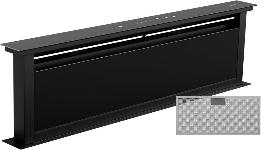 Klarstein Hotte aspirante escamomesa Downdraft 60 cm – Silencieuse con filtre, fonctionnement recyclage o évacuation
