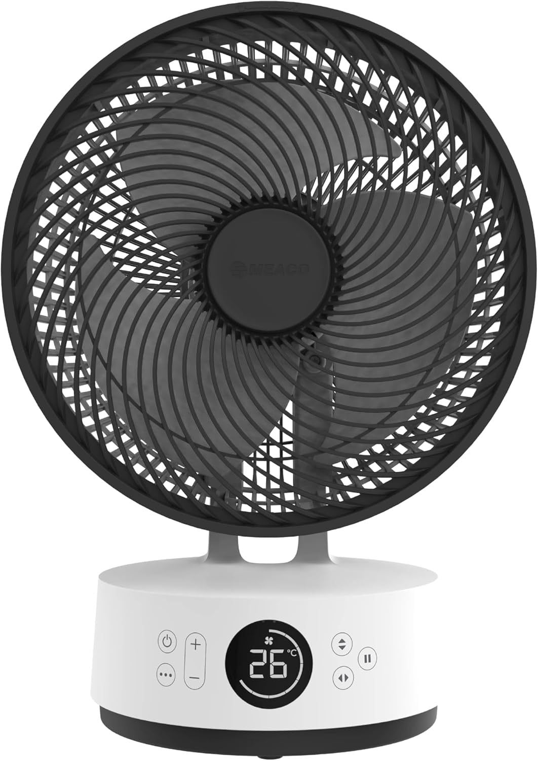 MEACO MeacoFan Sefte ventilador de mesa – 12 velocidads, oscillation horizontale/verdeicale, 3 ampcamaudes, ultra-silencioso, mando a distancia, negro