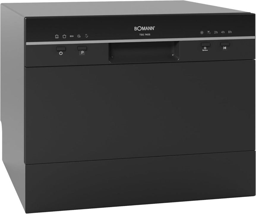 Bomann TSG 7405 Mini lavavajillas con raccordement d’eau – Tuyau incluido, silencioso, anti-débordement, idéal pequeña cuisine/campinog, negro