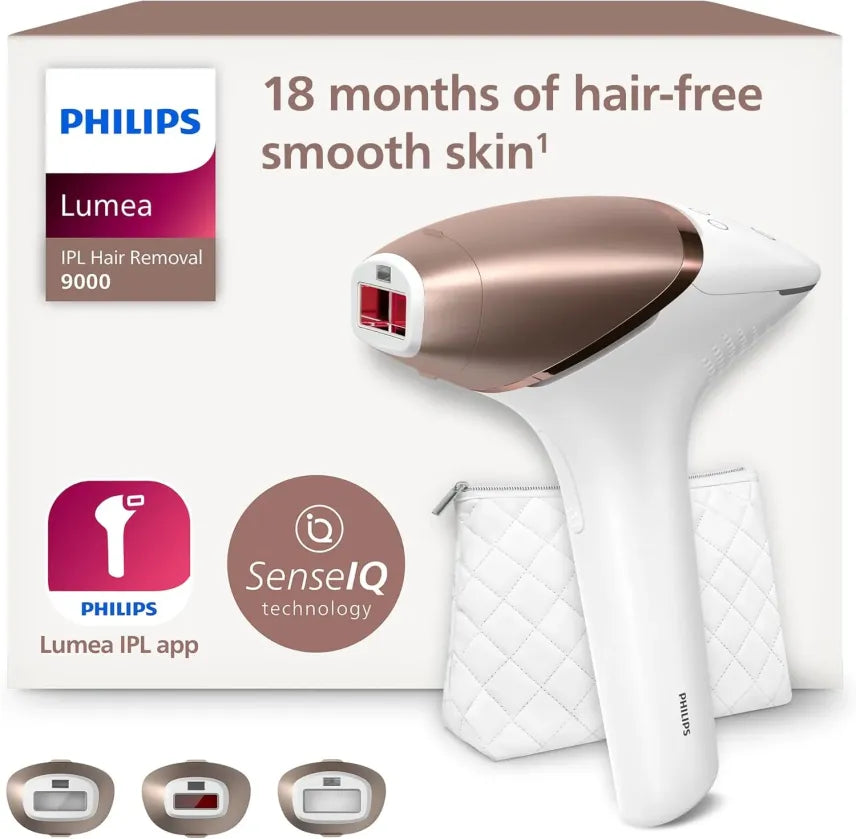 Philips Lumea IPL 9000 Series – Appareil d’épilation con technologie SenseIQ, 3 embots corps, visage y précision, inalámbrico (BRI955/00)
