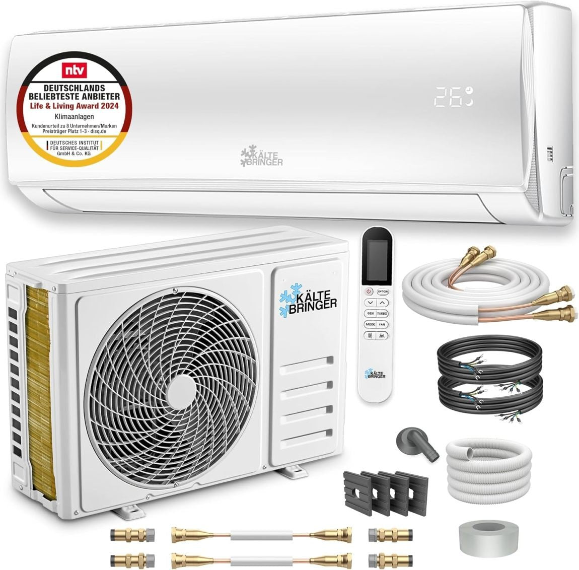 Kältebringer aire acondicionado spcama Quick Connect 12 000 BTU (3,4 kW) con calefacción – Wi-Fi/app, jusqu’à 91 m², très silencioso, 5 m de cuivre, R32