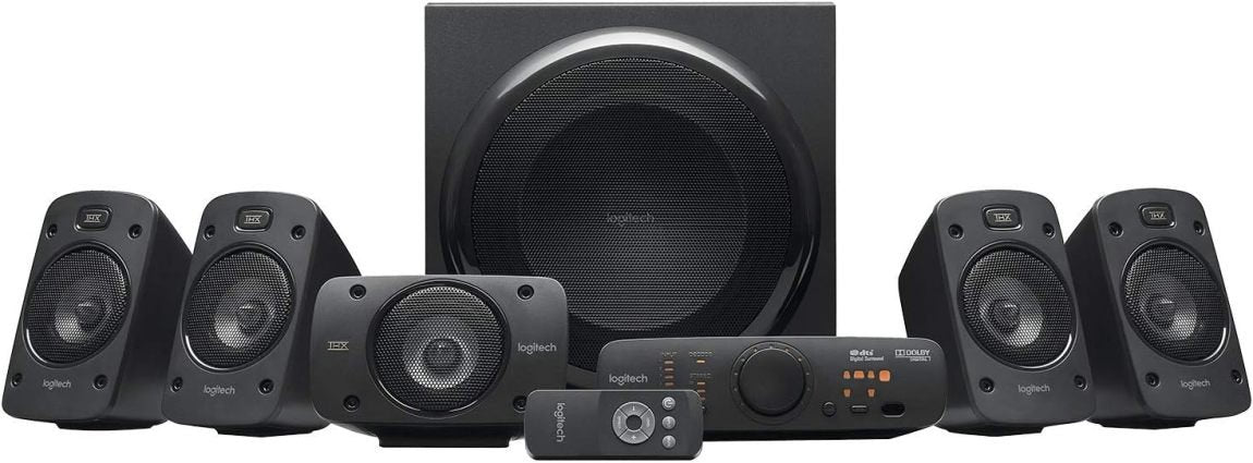 Logitech Z906 Système audio 5.1 – 1000 W surrond, certifié THX, multiples entrées audio, mando a distancia, prise UE, compatible