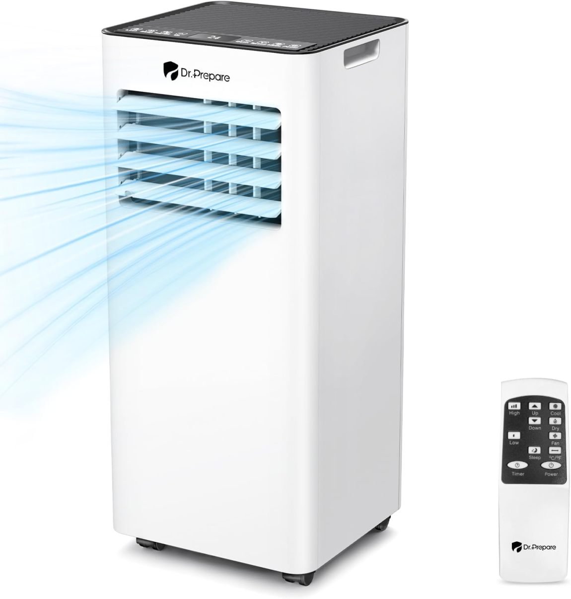 DR.PREPARE aire acondicionado mobile 9000 BTU con application – 4-en-1, tuyau d’évacuation, refroidissement/ventilation/déshumidification, mode sommeil