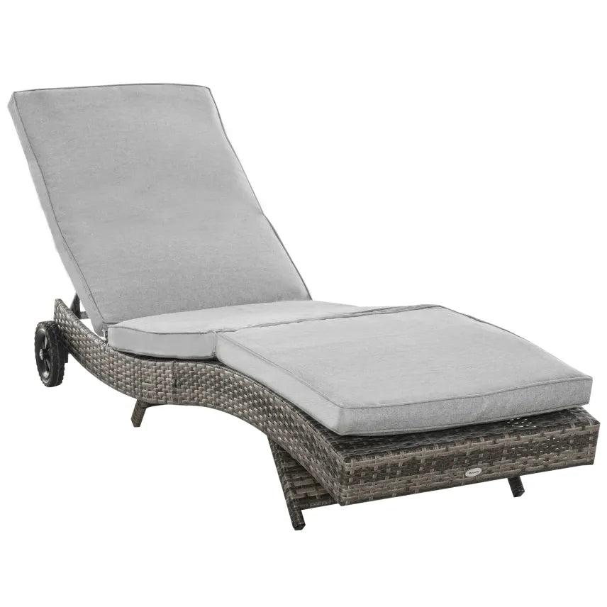 otsunny Bain de soleil regulable en résine tressée con ruedas – Gris