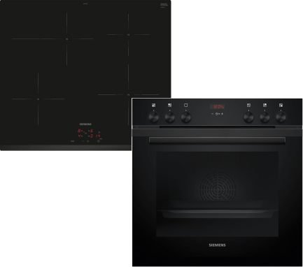 Siemens EQ522IA01 Ensemble horno encastrable – horno HE517GBS4 60 × 60 cm, chaleur tornante 3D, autonytoyage + placa induction EI645CFB6E