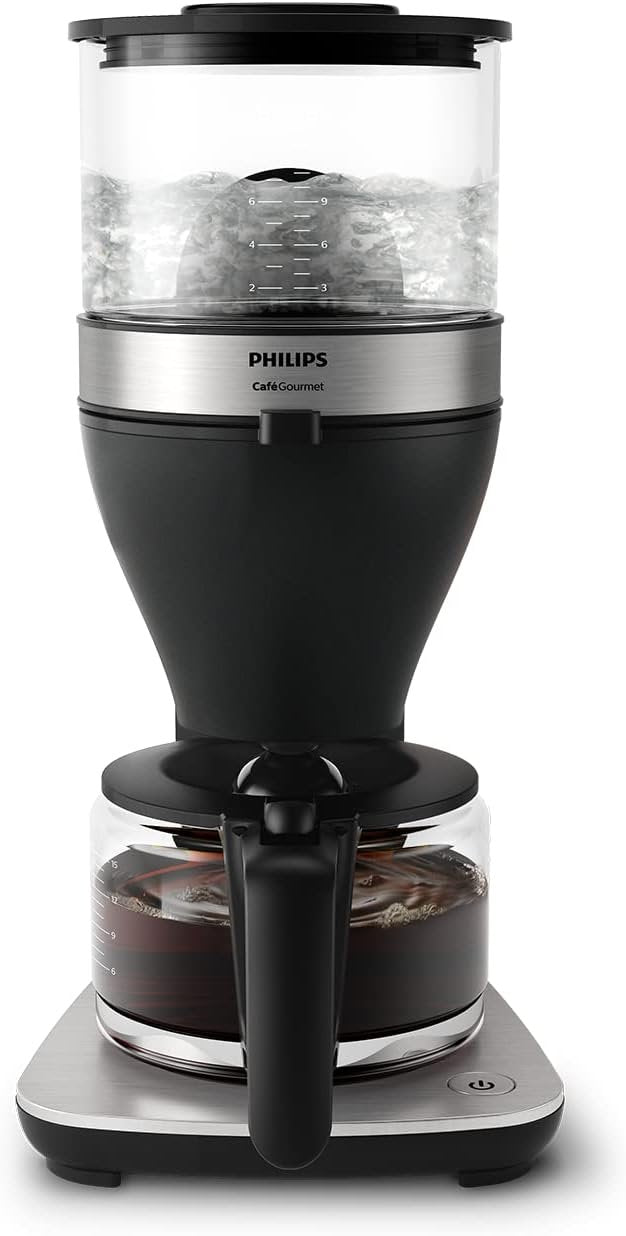 Philips cafyera filtre tot-en-un HD7900/50 – Broyeur conique intégré, doble bac à grains, verseuse verre 1,25 L, intensité personnalisable