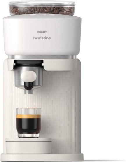 Philips Baristina Cafyera espresso compactoe – Espresso simplifié, blanco Natural con puerta-filtre blanco, pompe 16 bar