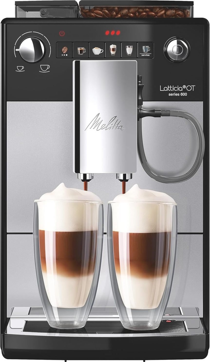Mecamata Latticia OT cafyera automático – Système lait, broyeur y fonction cappuccino, argent/negro
