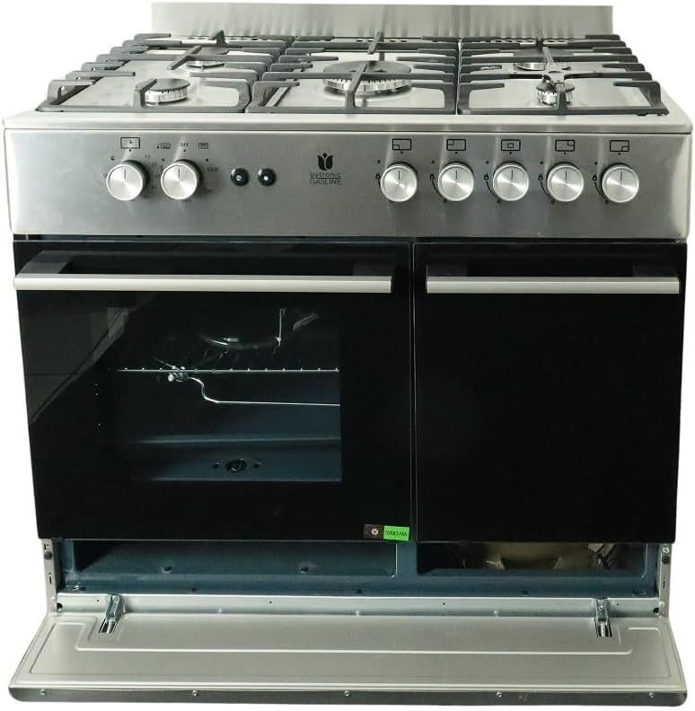 Gaslinoe GAG90GOXFL Cuisinière à gaz 90 cm con compartiment boteille – 5 brûleurs Sabaf, allumage eléctrico y sécurité de flamme, propane GPL