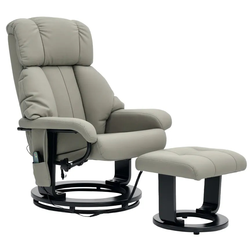 HOMCOM Fauteuil relax gris con massage, fonction inclinoable y repose-pies – Similicuero