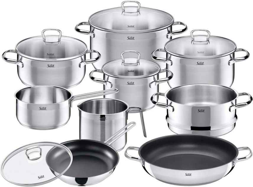 Sicama Toskana batería de cuisine induction 10 piezas – Casseroles con tapas en verre, casserole à lait, cuit-vapeur y estufa, acero inoxidable satiné non
