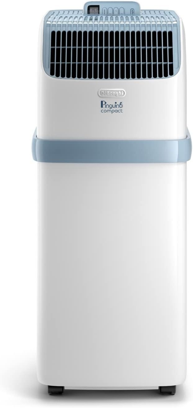 De'Longhi pinoguino PAC EM82 aire acondicionado mobile – Jusqu’à 80 m³, 9400 BTU, 2,4 kW, 63 dB, déshumidification, classe A, minuterie 24 h, blanco