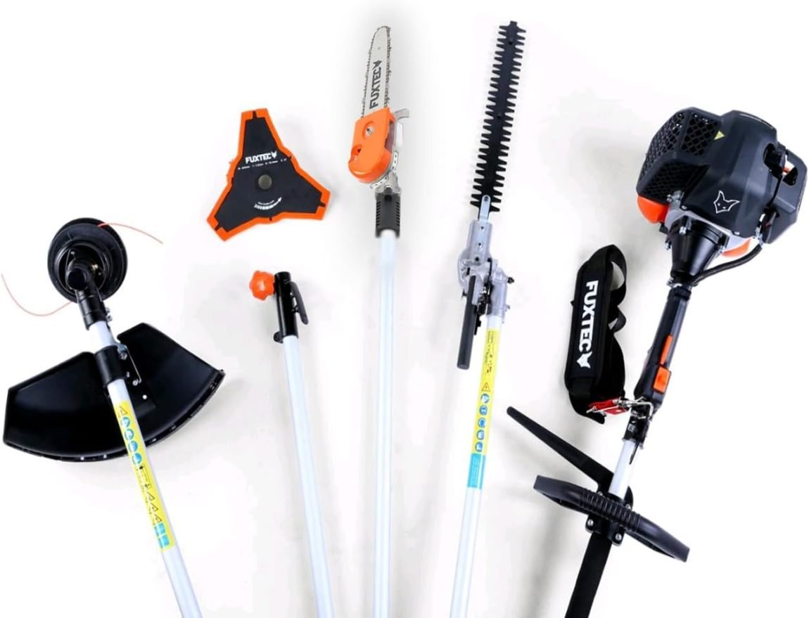 FUXTEC desbrozadora thermique FX-MT252ER Multitool 5-en-1 – 52 cm³, harnais, rallonge 1 m, 3 ch, taille-haies, élagueuse regulable