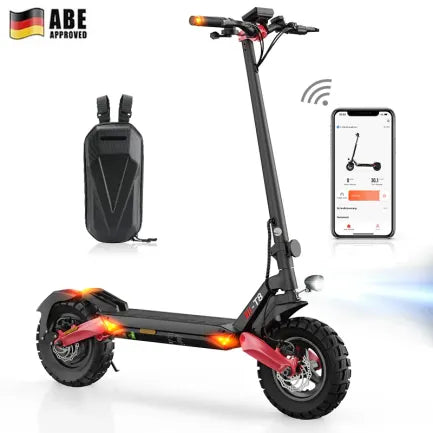 T8 patinye eléctrico tot-terrain homologuée rote – Moteur 1200 W, autonomía 100 km (ABE, eKFV)