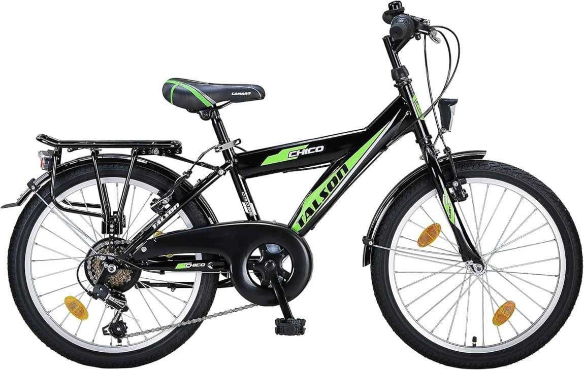 Talson biciclya niño 20″ – 6 velocidads, éclairage conforme StVZO, negro/verde