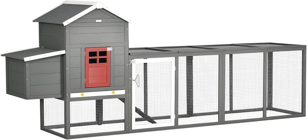 PawHut Gallinero para Exterior para 3-6 Gallinas – 300 × 60 × 116 cm, Gris