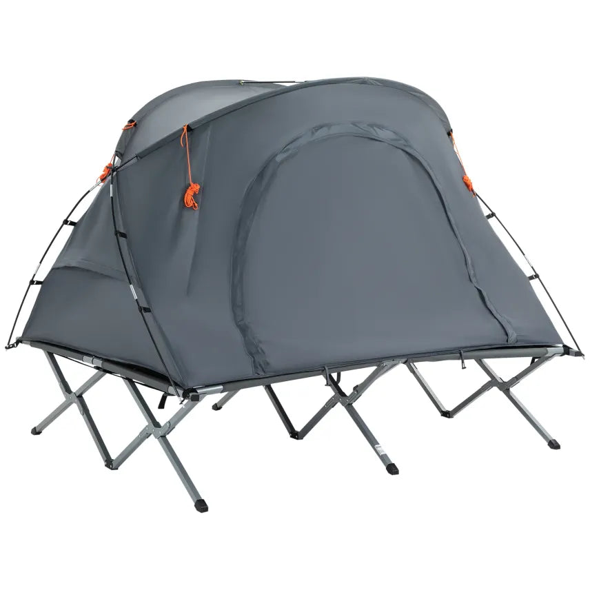 otsunny cama de campinog con tente y matelas gonflable para 2 personnes – 200 × 146 × 159 cm, gris
