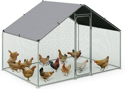 Gallinero Metálico de Exterior de 6 m² – 300 × 200 × 200 cm con Puerta con Cierre y Cubierta de PE
