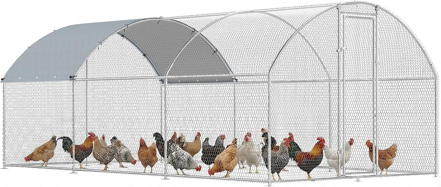 PawHut Gallinero Grande para Exterior – 2,8 × 5,1 × 1,9 m para 15-24 Gallinas, Color Plata