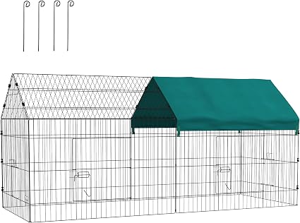 PawHut Gallinero Metálico con Cubierta – 221 × 86 × 104 cm, Verde