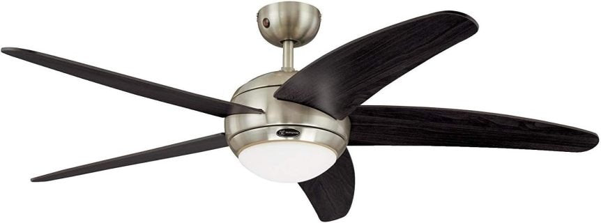 ventilador de plafond Bendan 72220 Ø 132 cm – lámpara intégrée, 5 pales, chrome satiné y verre opale