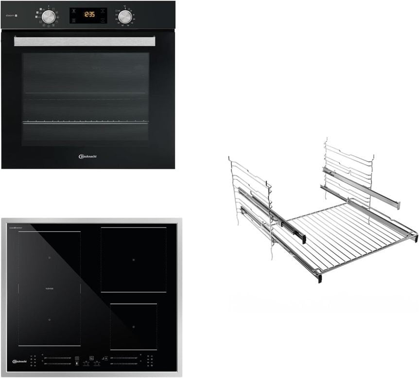 Bauknecht BAKO 566 IND Ensemble horno + placa à induction 60 cm – Chaleur tornante, Gentle Steam, Maxi Cooking, My Menu, Booster, rails sur