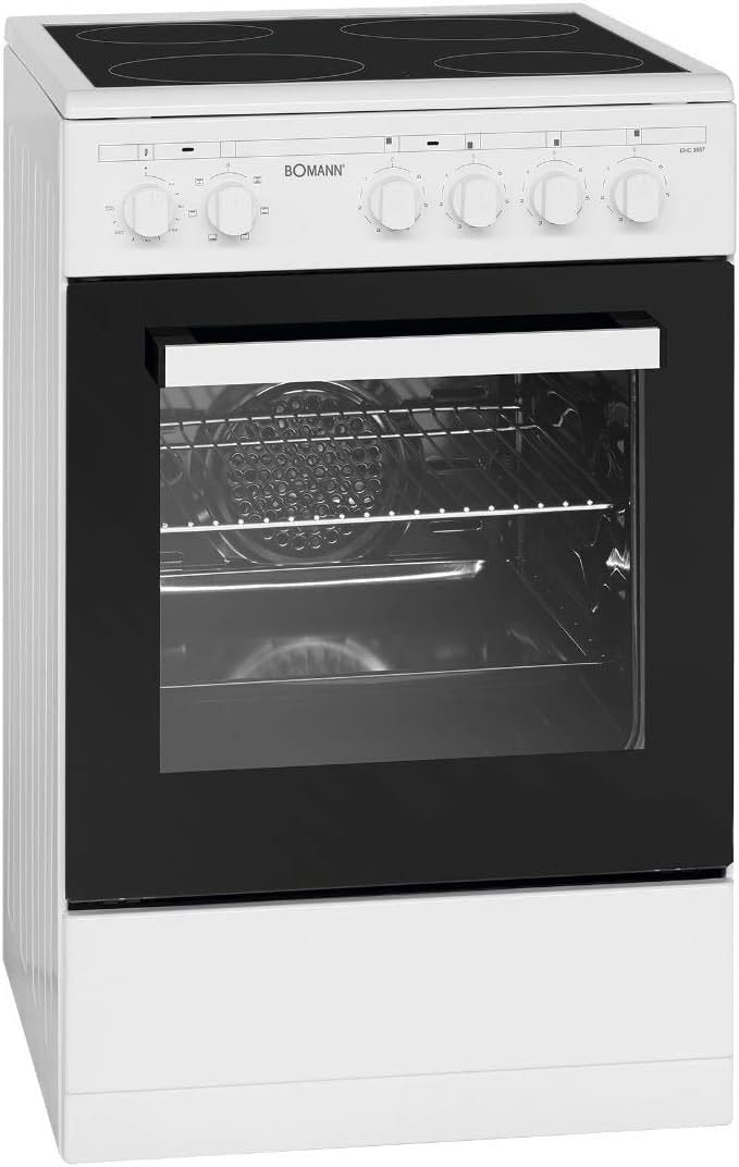 Bomann® Cuisinière eléctrico pose libre 50 cm EHC 7939 – 4 placas, horno 43 L, chaleur voûte/sole, 40-240 °C, placa y grille incluidas