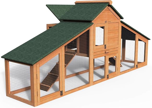 Gallinero y Conejera Grande de Madera para Exterior – Capacidad para 2 Gallinas, 210 × 85 × 85 cm