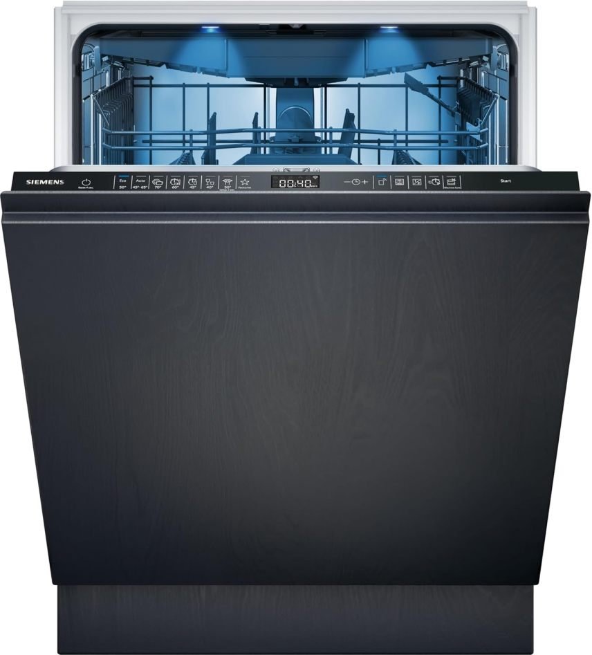 Siemens SX95EX12CE iQ500 lavavajillas intelligent tot intégrable 60 cm, fabriqué en Allemagne, XXL, tiroir à coverdes, très silencioso, varioSpeed