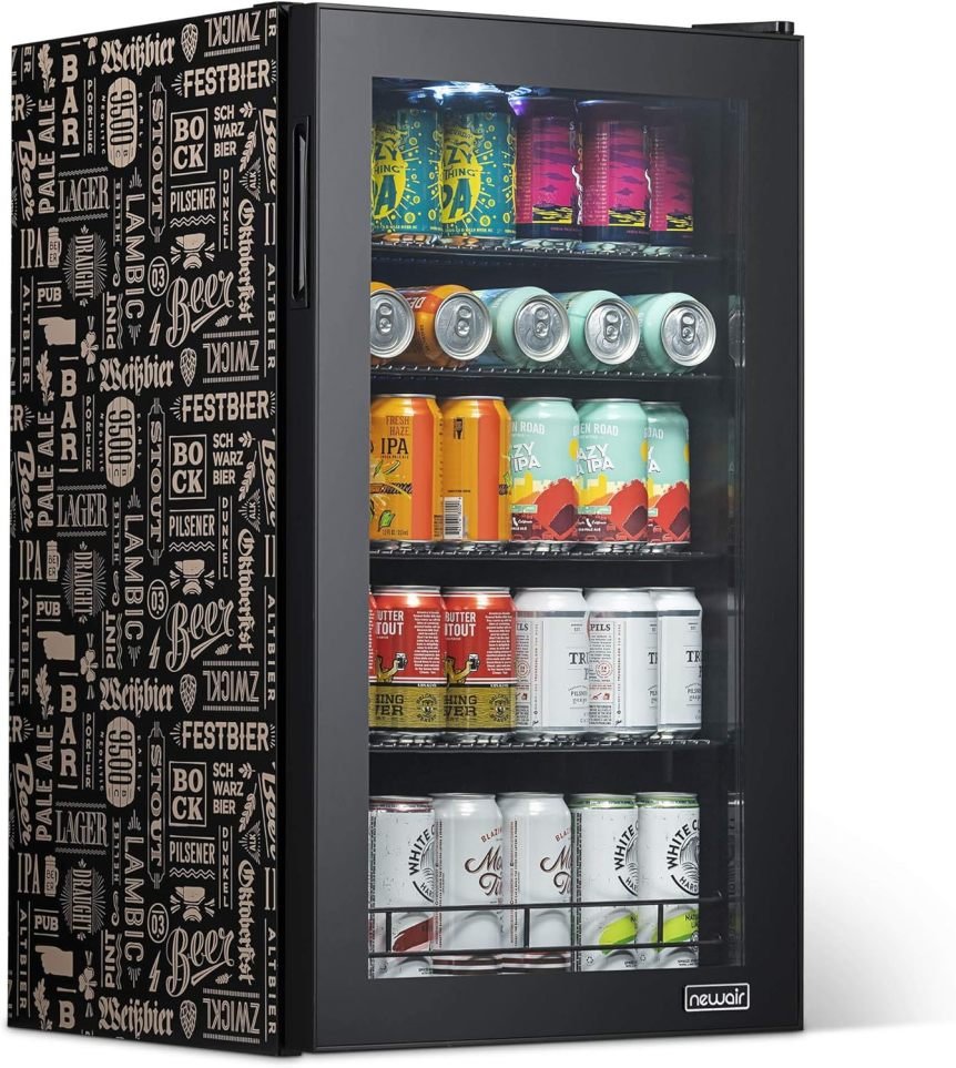 frigorífico à boissons con puerta vitrée – Mini-frigorífico pose libre para 126 canytes, bière, vin y boissons fraîches