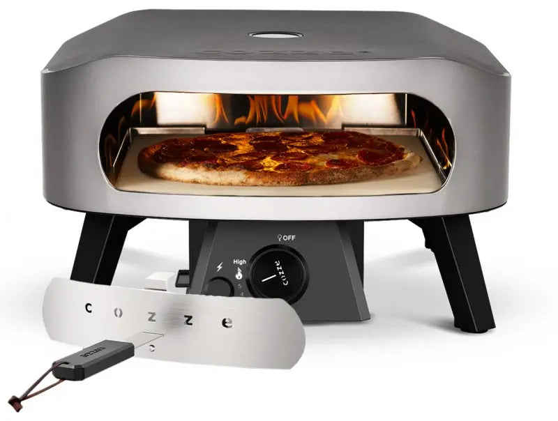COZZE horno à pizza à gaz CLASSIC 34 cm (13 poces) – horno compacto d’exterior con boclier thermique para résultats crostillants