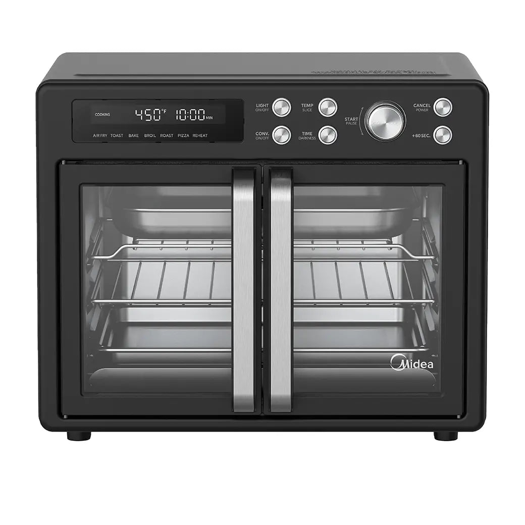 Midea Flexify™ French Door Airfryer horno – freidora sin huile multifunción à doble puerta, 10-en-1, grandee capacidad, negroe