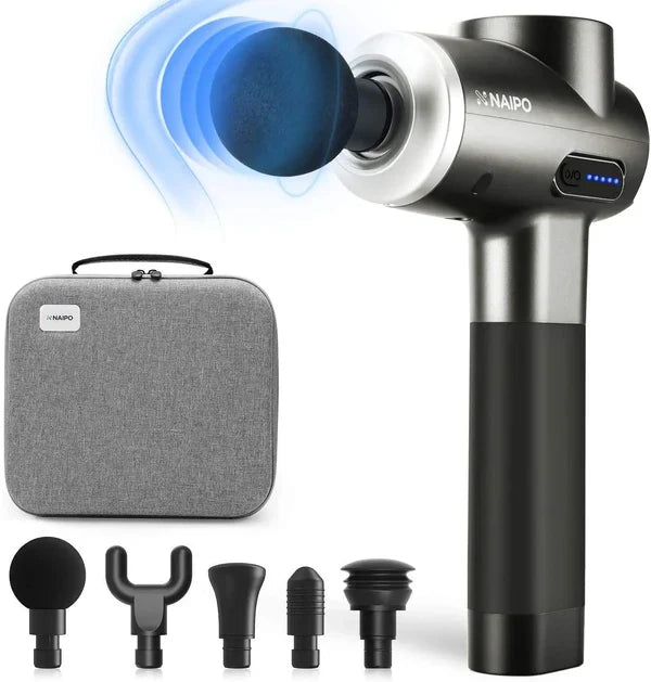 NAIPO® Pro Pistoly de massage regulable con 5 embots para nuque, épaules y dos