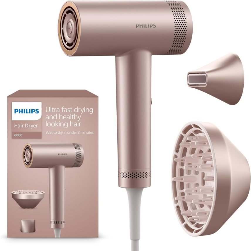 Philips Sèche-cheveux haute velocidad Série 8000 – Rose Champagne