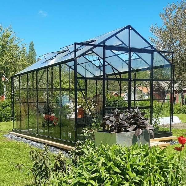 Myalcraft Serre 9,6 m² con verre de sécurité 4 mm – negro