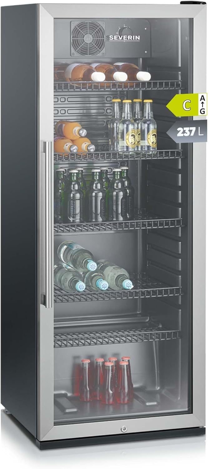 SEVERIN FSK 8840 frigorífico à boteilles 118 L – Serrure y éclairage LED intégrés, negro/argent