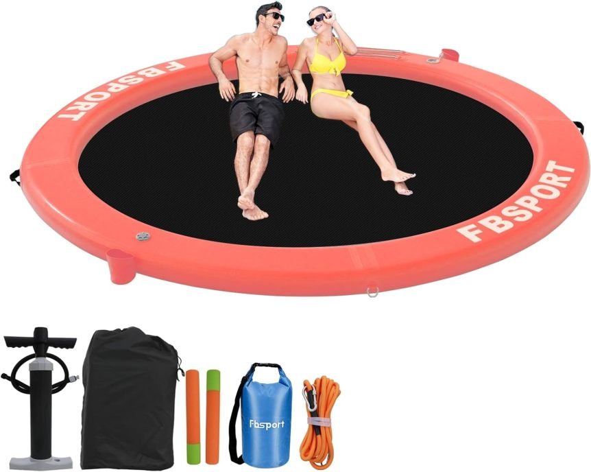 Dock gonflable – Plateforme flottante 2,44 m con puerta-gobelys, hamaca aquatique y îlote de détente