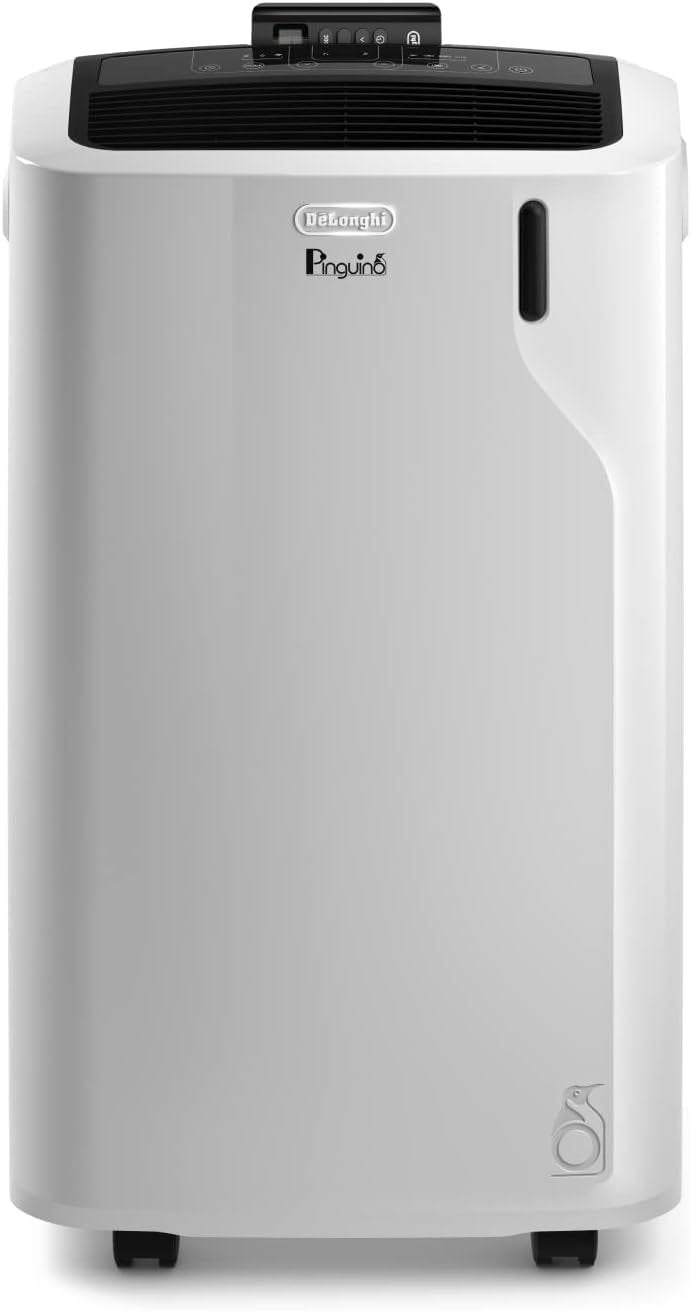 De'Longhi pinoguino PAC EM93 Silent aire acondicionado mobile – Jusqu’à 90 m³, 10 500 BTU/h, 2,6 kW, 63 dB, déshumidification, classe A, minuterie 24 h, blanco