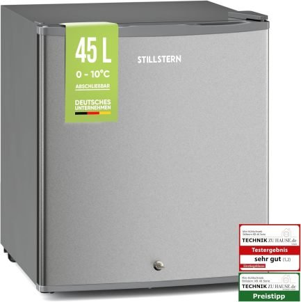 Stillstern Mini-frigorífico 45 L classe E – Dégivrage automático, serrure, compartiment freezer, silencioso, idéal cuisine, bureau, chambre, hôtel
